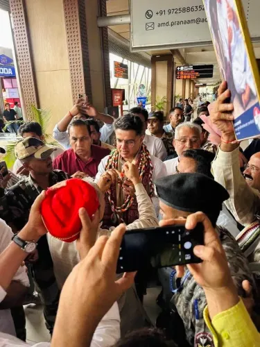 Sachin Pilot Thanks Ahmedabad Workers After Airport Welcome