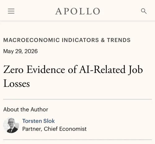 Sacks Shares Apollo Economist's Zero AI Job Loss Finding
