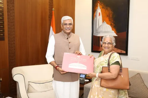 Shekhawat meets Sudha Murthy at Parliament office