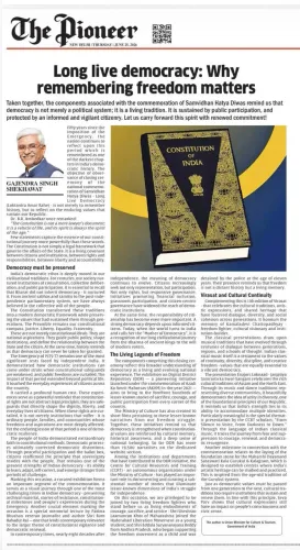 Shekhawat pens op-ed on Samvidhan Hatya Diwas and Emergency