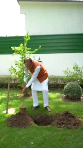 Shivraj Plants Bilva Sapling on Wife Sadhana's Birthday