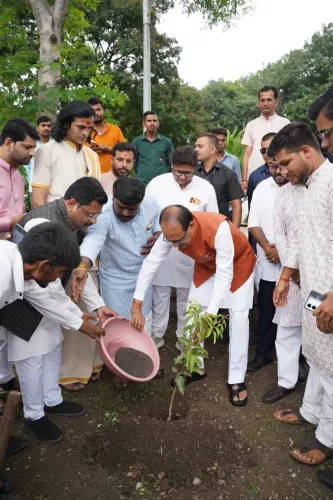Shivraj Singh Chouhan Plants Sapling at Bhopal's Ravindra Bhawan