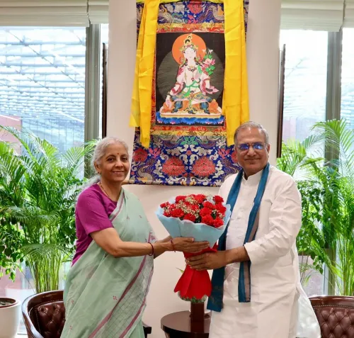 Sitharaman Meets BJP MP Sudhir Gupta at Finance Ministry