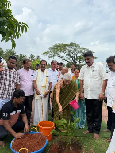 Sitharaman Plants Sapling at Uchhila Temple Under Ek Ped Maa Ke Naam