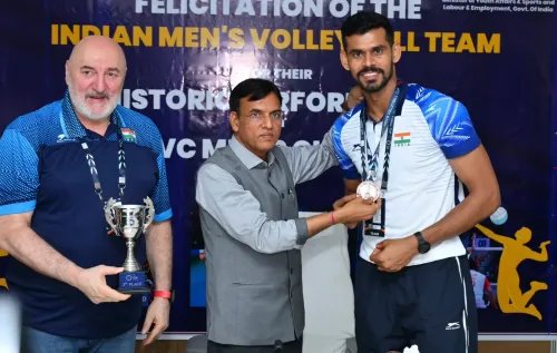 India's Men's Volleyball Cup bronze: Team felicitated, rises to World No. 42