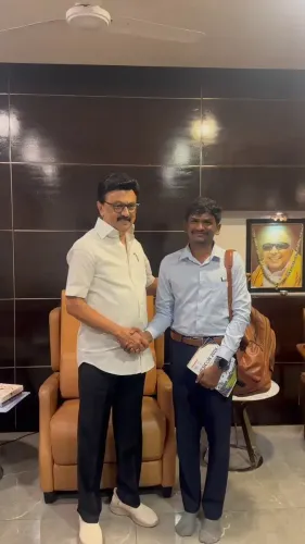 Stalin Meets Student Funded by Annaal Ambedkar Overseas Scheme