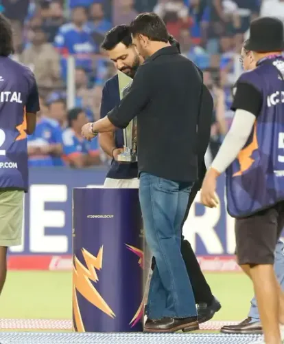 Excitement Builds as Rohit Sharma and MS Dhoni Unveil T20 World Cup Trophy in Ahmedabad