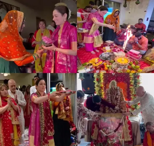 Tamannaah Bhatia Deeply Engaged in Devotion at Mata Ki Chowki During Navratri