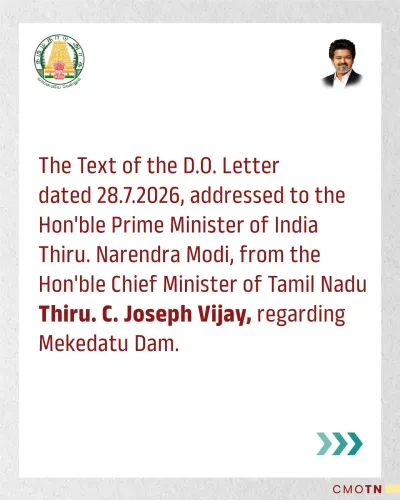Tamil Nadu CM Vijay writes to PM Modi opposing Mekedatu Dam