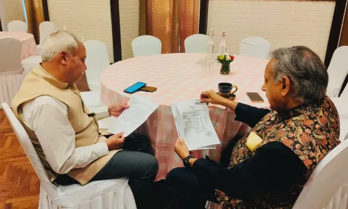 Tharoor Meets India's Nepal Envoy Naveen Srivastava