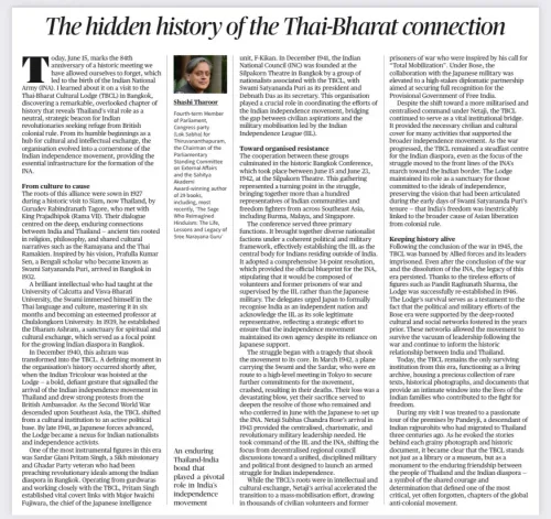 Tharoor Traces Thailand's Role in India's Freedom Struggle