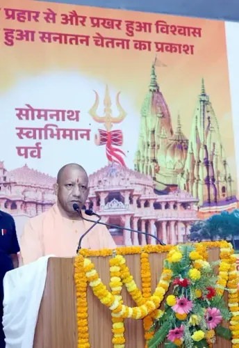 Yogi at Somnath Sankalp Mahotsav: Those who tried to erase Sanatan turned to dust
