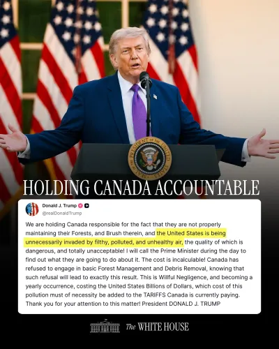Trump Blames Canada for 'Filthy' Air Invading the US