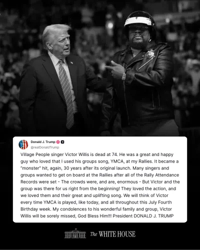 Trump Pays Tribute to Victor Willis of Village People