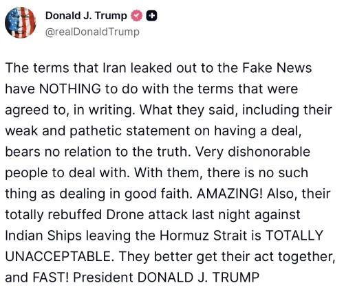 Trump Says Iran Leaked False Nuclear Deal Terms to Media