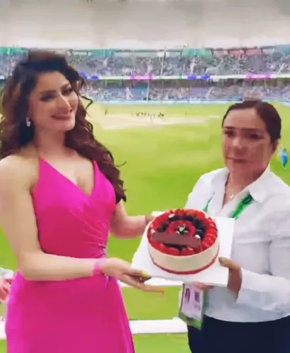 Urvashi Rautela Surprised with Early Birthday Celebration During IND vs PAK Champions Trophy
