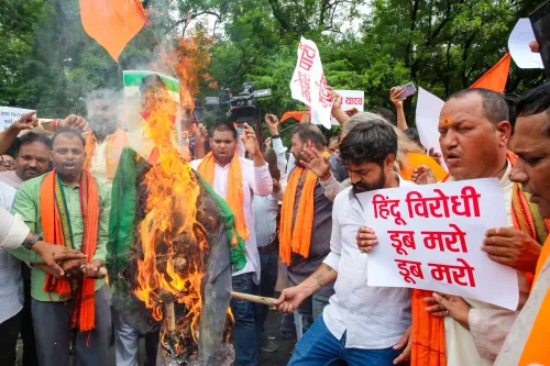 VHP, Bajrang Dal protest in Bhopal over Opposition's Ram temple agitation in Parliament