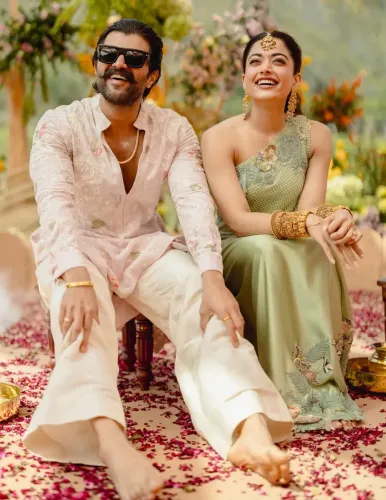 Vijay Deverakonda and Rashmika Mandanna Celebrate Holi During Their Haldi Festivities