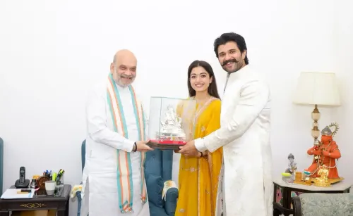 Vijay Deverakonda and Rashmika Mandanna Honored with Ganesh Idol by Amit Shah