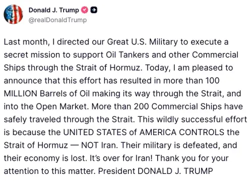 White House Asserts US Controls Strait of Hormuz, Not Iran