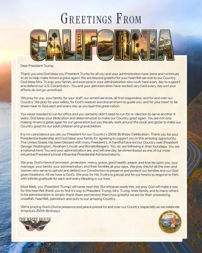 White House Flags California Visit in Latest Post