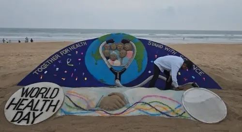 Celebrating World Health Day: Sudarsan Pattnaik's Sand Sculpture Honors Frontline Workers