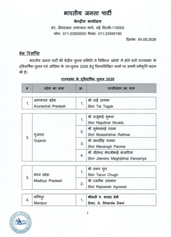 Smriti Irani Hails BJP Rajya Sabha Candidate List