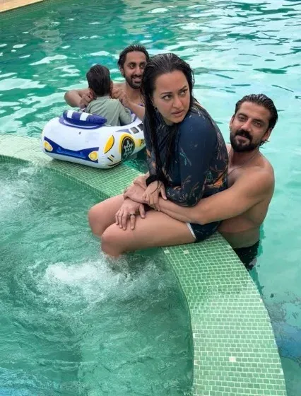 Sonakshi Sinha's pool push video: 'Not safe anywhere' with Zaheer Iqbal