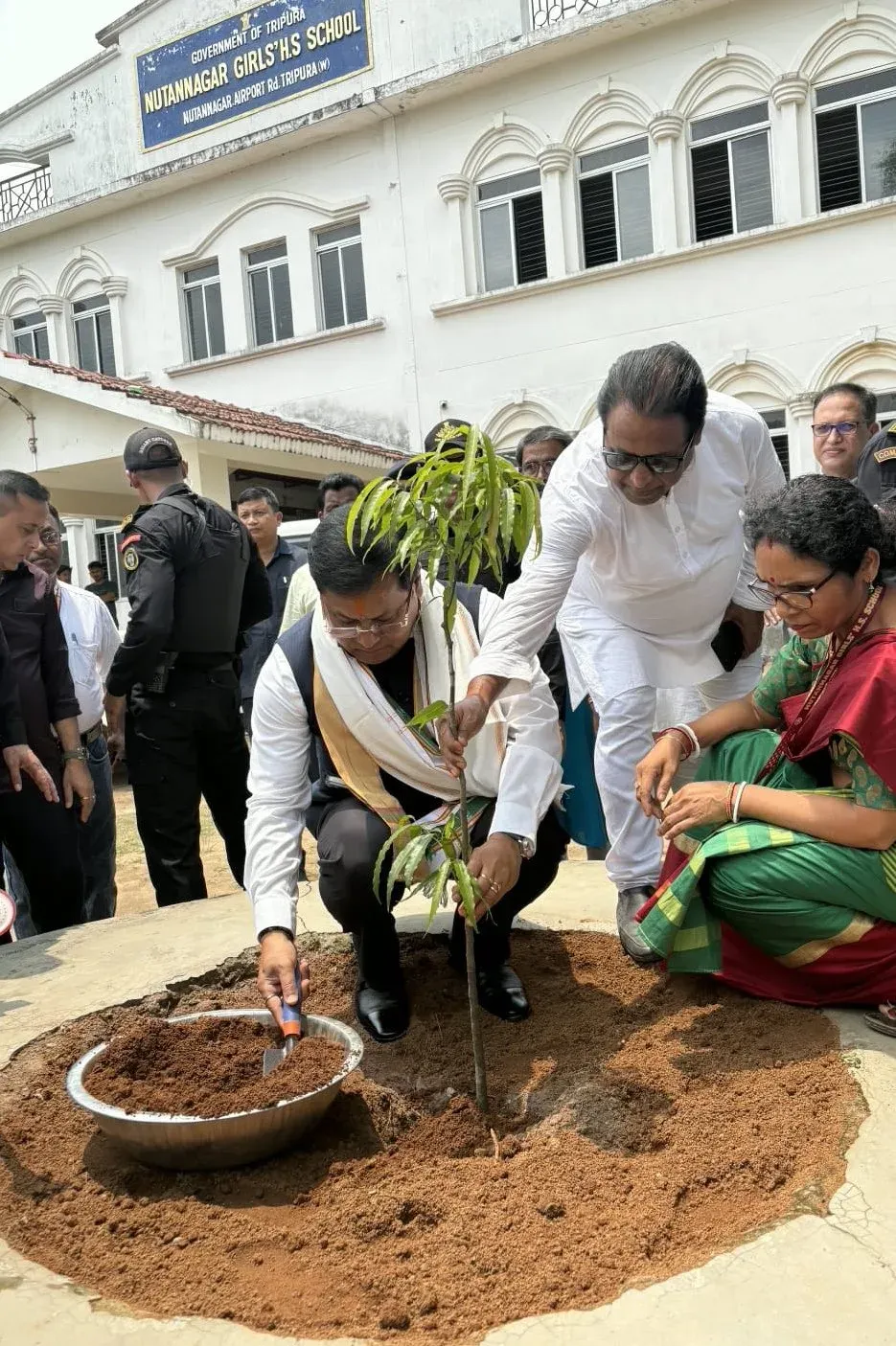 Sonowal Plants Sapling at Agartala School Under Ek Ped Maa Ke Naam