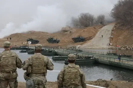 Joint River-Crossing Exercises Conducted by South Korea and US Amid North Korea's Missile Launch