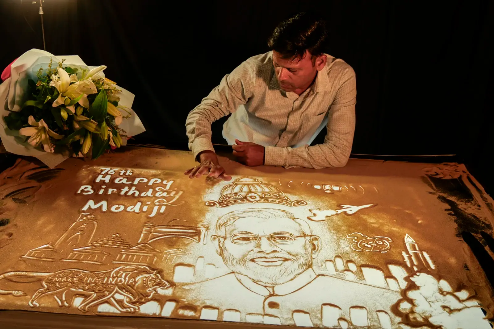 PM Modi's 76th birthday: Sand art, animation created in Puri by Manas Kumar Sahu