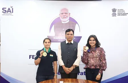 Esha Singh, Neeru Dhanda felicitated by Sports Min Mandaviya for ISSF World Cup gold