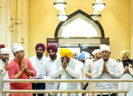 Punjab CM Bhagwant Mann hails sacrilege law at Gurdwara Jyotisar Sahib