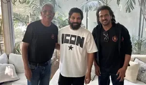 Superstar Allu Arjun meets Kannada star Upendra after release from
 prison, wishes for his 'UI' film