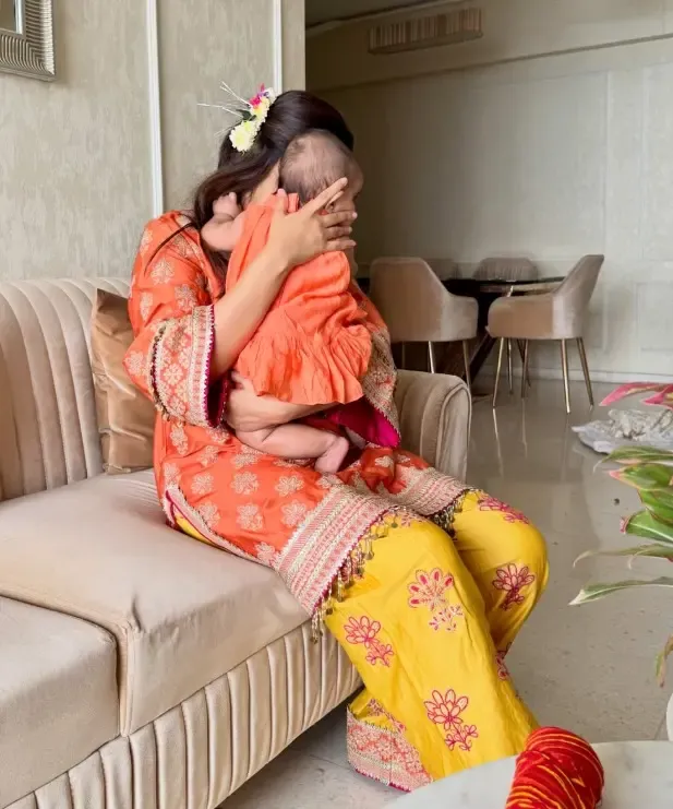 Surbhi Jyoti celebrates Durga Ashtami with daughter, her 'little kanjak'