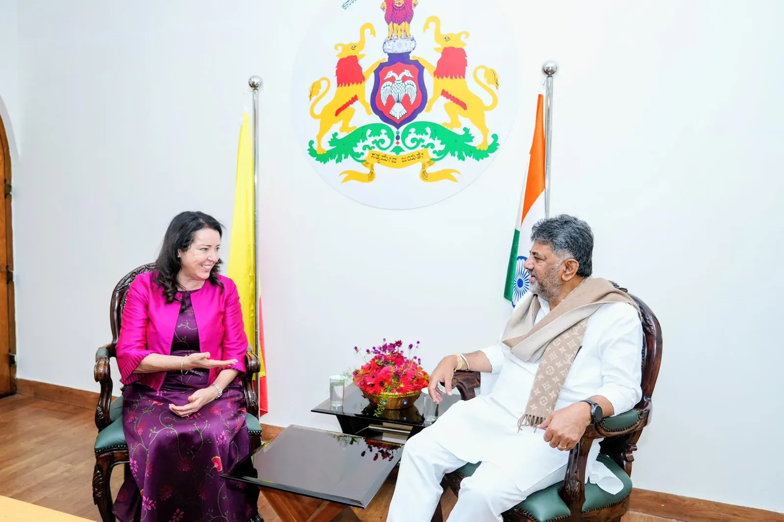 Swiss Ambassador calls on CM Shivakumar at Krishna