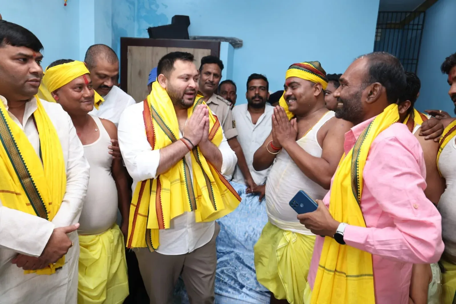 Tejashwi Yadav attends Baba Bhuiya puja in Vaishali