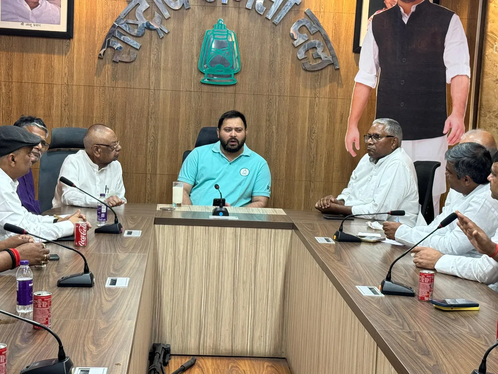 Tejashwi Yadav Chairs RJD Meeting at Party Office