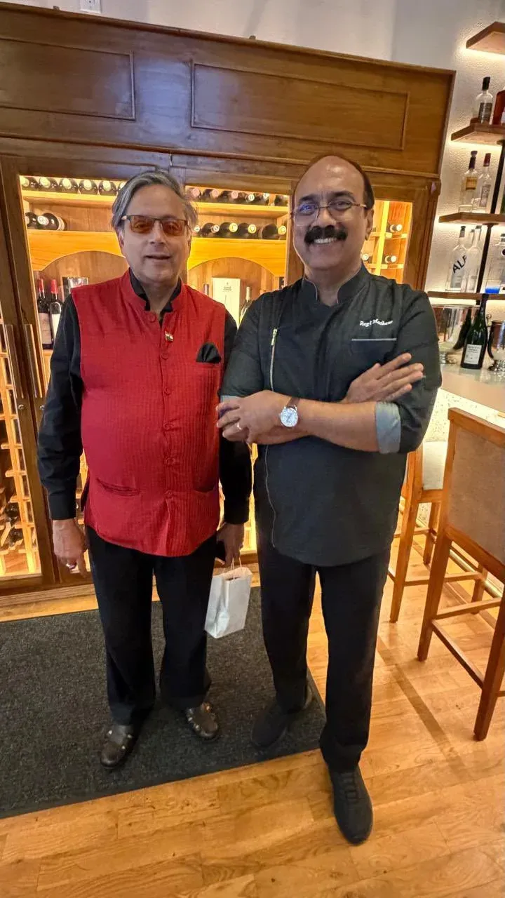 Tharoor Dines at New York's Chatti, Hosted by JGU VC