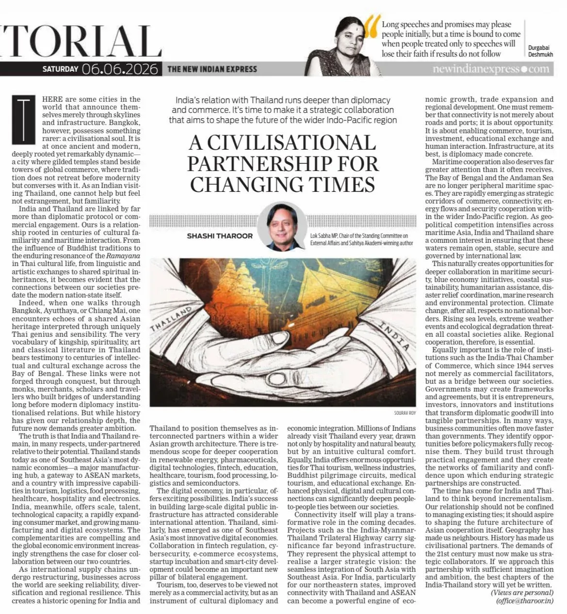 Tharoor Makes Case for Stronger India-Thailand Ties