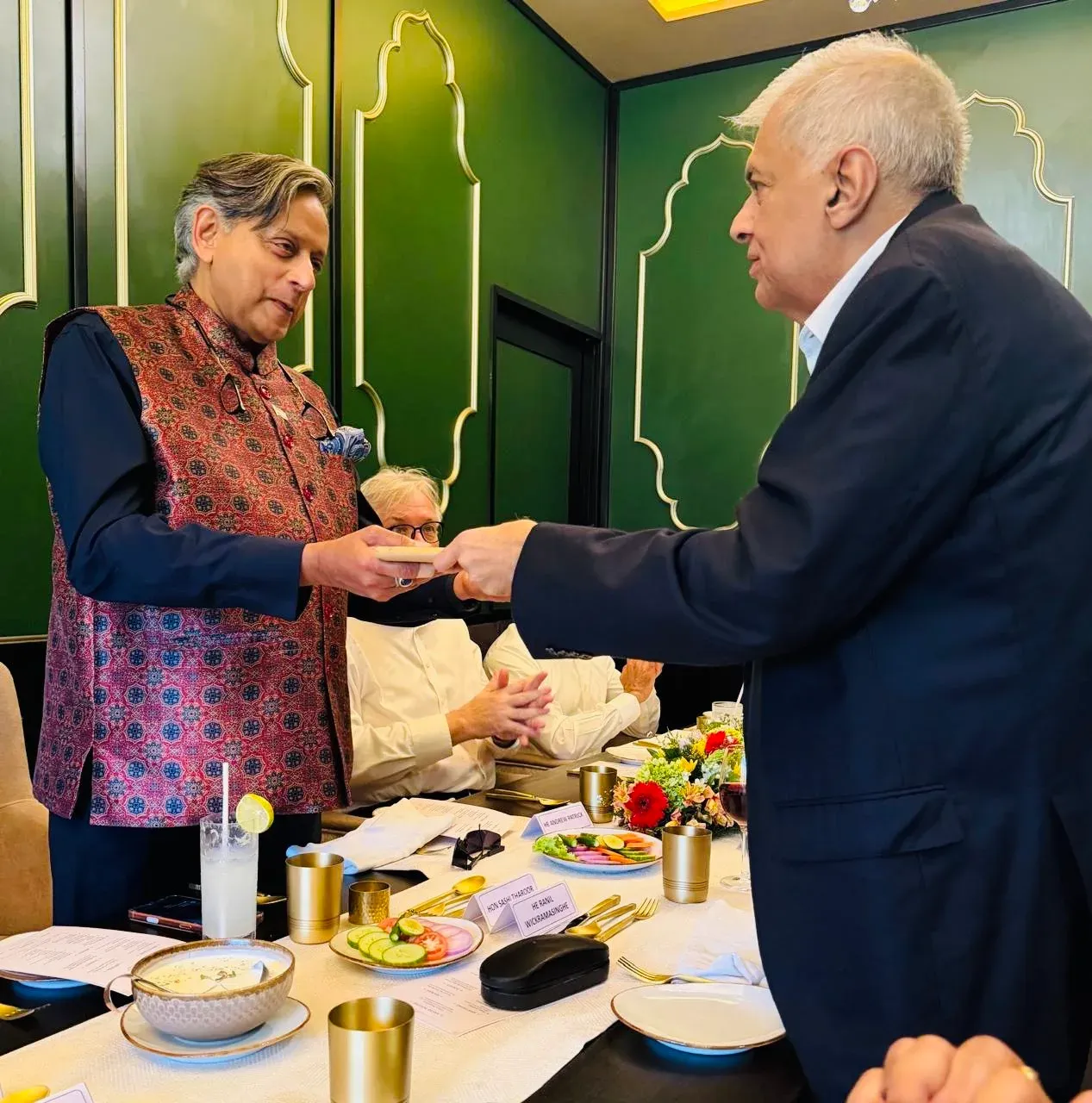 Tharoor meets ex-Sri Lanka President Wickramasinghe in Colombo