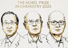 Who are the three scientists awarded the 2025 Chemistry Nobel for metal-organic frameworks?