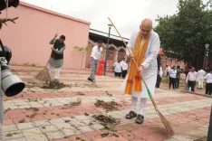 Amit Shah plants 76 saplings with disabled children at Vadnagar on PM Modi's 76th birthday
