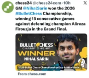 Anand Mahindra Hails Nihal Sarin's Chess Feat, Touts GCL Season 4