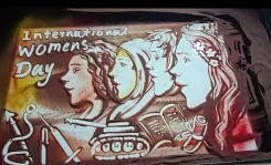 महिला दिवस पर मानस साहू का विशेष रेत एनीमेशन: महिलाओं की शक्ति का महोत्सव