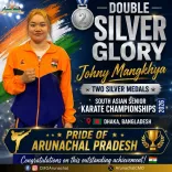 Arunachal's Johny Mangkhya wins two silvers at South Asian Karate C'ships