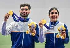 Asian Games: Suruchi, Kamaljeet win 10m Air Pistol Mixed Team gold with Asian record