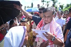 Assam CM Himanta visits flood-hit Kapili Satra, meets residents
