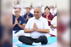 Bhupender Yadav joins mass yoga event in Alwar on IDY 2026