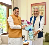 Bhupender Yadav meets MP CM Mohan Yadav in Delhi